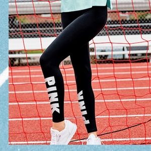 Vs Pink Black Logo Cotton Leggings